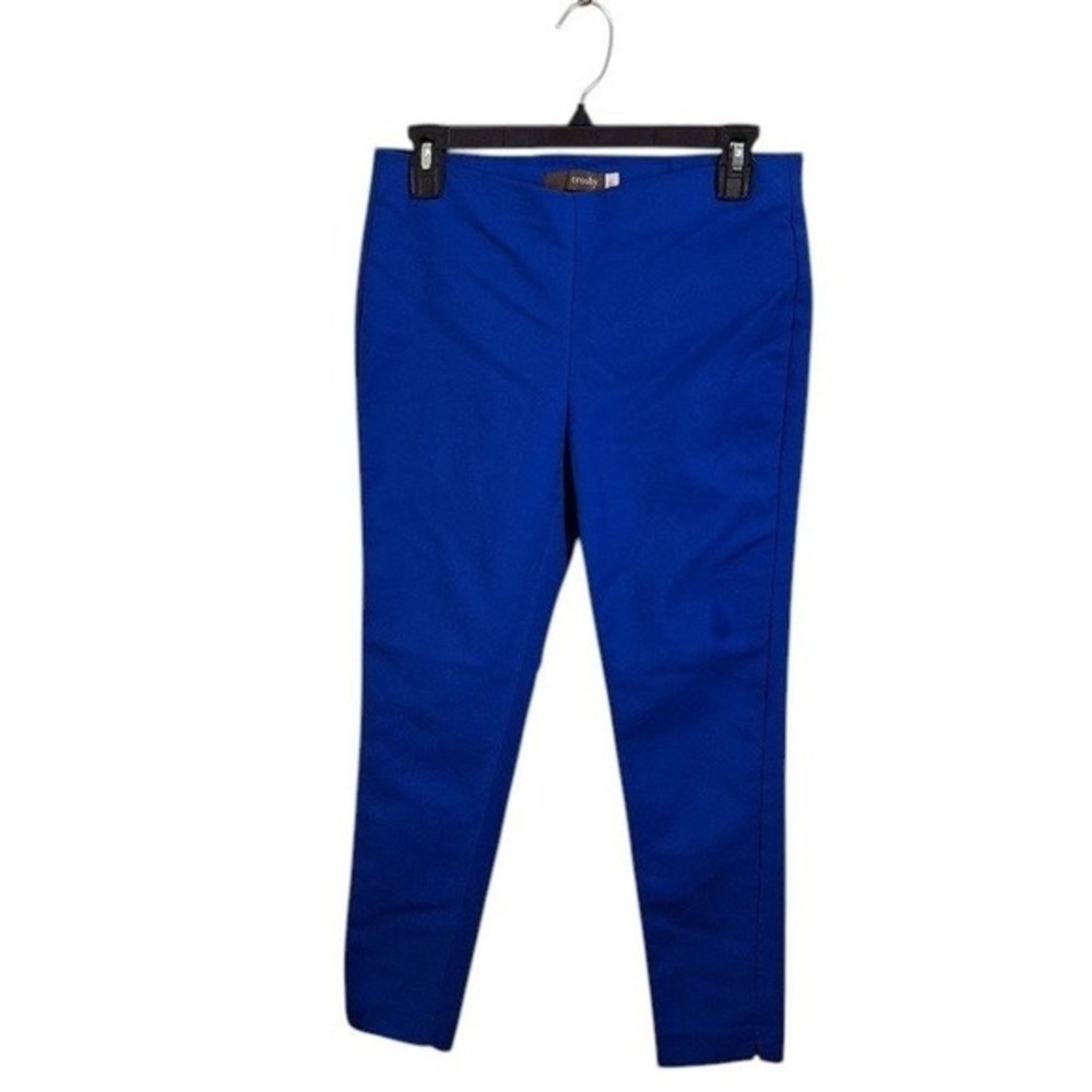 Crosby Womens Cropped Ankle Pants 6 Royal Blue Slim Fit Pull On Stretch Leg Slit